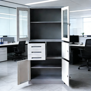 خزائن ملفات مكتبية معدنية عالية الجودة بأربعة طبقات، باب متأرجح زجاجي، تخزين حديث، حديد، للموظفين، للمنزل القديم، فولاذ، للمطبخ، للمدرسة - Product Image 4