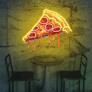 Led kustom tanda neon toko desain logo bisnis toko pizza lampu led tanda dekorasi dinding toko