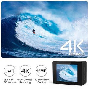 กล้องแอคชั่นคลาสสิก Ultra HD 4K/30fps WiFi หน้าจอ 2.0 นิ้ว 140D กันน้ำใต้น้ำ กล้องบันทึกวิดีโอติดหมวกกันน็อค กล้องกีฬา - Product Image 4