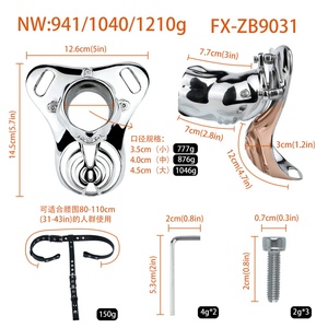 Cinturón de Castidad Ajustable FX-ZB9031 con Soporte para Pene Abierto, Jaula Metálica para Pene con Cubierta Transpirable para Testículos, Juguetes Sexuales Fetichistas - Product Image 6