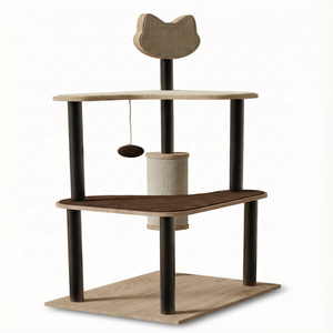 Luxuriöser Moderner Umweltfreundlicher Stilvoller <span class=keywords><strong>Katzen</strong></span>-Kratzbaum Holzmatte Mehrstufiges Klettergerüst Haus Hängematte für Kätzchen Kleine <span class=keywords><strong>Katzen</strong></span> - Product Image 1
