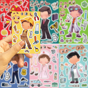 Jouets de puzzle, <span class=keywords><strong>autocollants</strong></span> promotionnels de dessins animés professionnels, médecins, infirmières, <span class=keywords><strong>pompiers</strong></span>, bricolage, déguisements, jeu pour enfants - Product Image 3