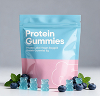 Gummies protéinés végétaliens à l'ashwagandha, marque distributeur, 8g de protéines, soutien à la croissance musculaire, en sachet