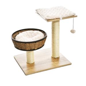 Albero di gatto Rattan moderna alta torre di gatto tiragraffi condomini Top persico Rattan albero di legno gatto - Product Image 4