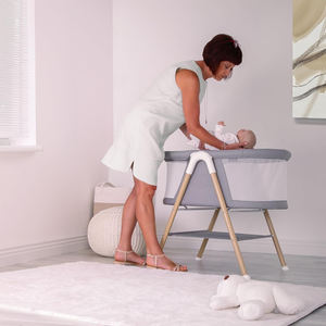 Letto per bambini a dondolo in legno di pino grezzo letto per bambini <span class=keywords><strong>lettino</strong></span> altalena convertibile Design moderno 0-3 anni con Set di biancheria da letto per bambini - Product Image 6