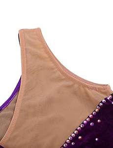 Kostum Skating lengan panjang, kostum Penampilan grosir, rok tari perut Leotards bermotif untuk - Product Image 4