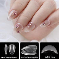 XXS XS Almond Coffin 600pcs Soft Gel False Half Buttered Nail Art Tips Full Cover Gel-X Matte Nail Tips With Black Box Packing