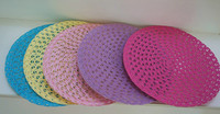 Sous-plat en corde de coton tissée de style tendance, diamètre 12 cm, vente en gros, couleur unie, motif arc-en-ciel, sous-plat pour tasse, sous-plat de table, coussin isolant thermique pour pot