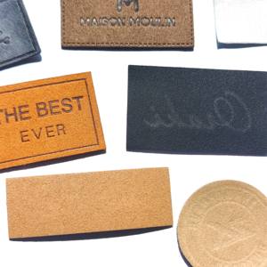New Custom Logo Debossed Sew on Pu Tag Jeans Leather <b>Patches</b> Label for Clothing - Product Image 3