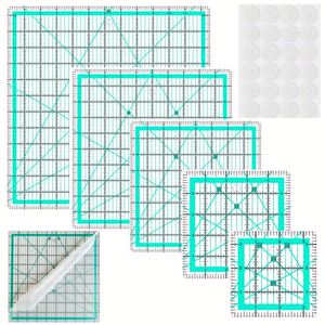 ไม้บรรทัดสำหรับงานควิลท์ ขนาด 4.5"x4.5", 6"x6", 9.5"x9.5", 12.5"x12.5", 6.5"x12", 2"x12" ทำจากอะคริลิก พร้อมห่วงกันลื่น สำหรับงานควิลท์และเย็บผ้า - Product Image 3