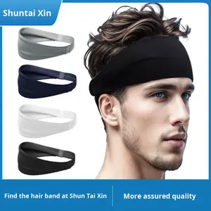 Dye Basic Polyester Sport Yoga Bandeau Fitness Élastique Large pour <span class=keywords><strong>Femme</strong></span> Noir Solide En Gros Large Élastique Rayé Sueur Bande Cravate - Product Image 2