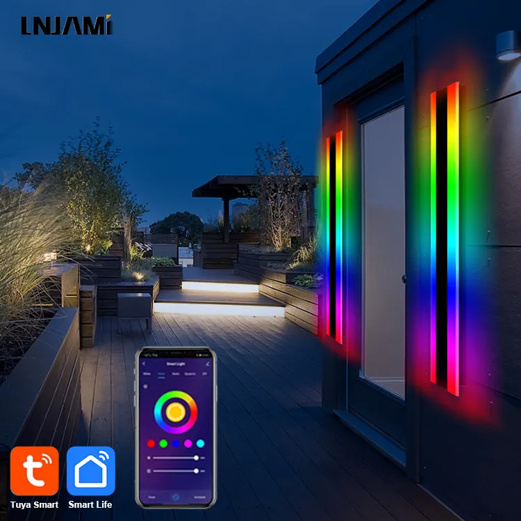 LNJAMI Tuya APP Control External Wall Light Wifi RGB LED Smart Wall Lights For Outdoor Waterproof Decor Smart Home Wall Lamps