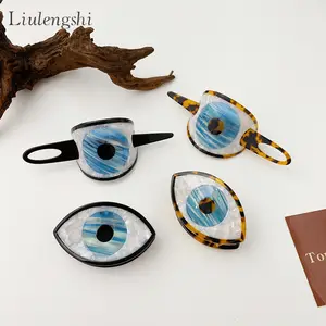 Zarte Big Leopard Print Blue Evil Eye Haar Klauen clip rutsch feste große Näh farbe Amulett Türkei Auge Haarnadel für Frauen