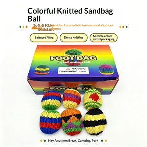 Sac à pieds coloré en crochet, jouet anti-stress en forme de ballon tricoté à la main, sac de sable doux à presser pour le jeu - Product Image 2