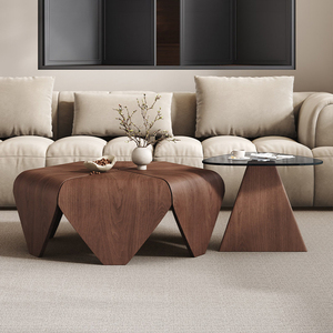 Set di Tavolini da Caffè Esagonali Minimalisti Italiani, Set di Tavolini da Salotto Vintage Moderni, Nuovo Tavolino da Caffè in Legno di Design - Product Image 2