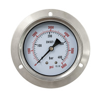 Manomètre haute pression SPR 100 mm 0-400 bars 0-6000 PSI en acier inoxydable à montage sur panneau à bride 1/2 NPT double échelle EN 837-1