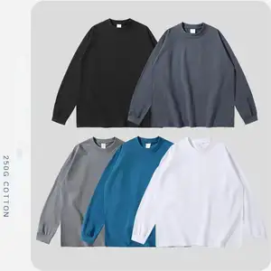 Oversize Custom High Quality Men Women Blank Plain Heavy Cotton Long Sleeve T Shirt Embroidery Printing Design Logo For Unisex