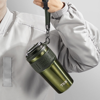 Mug de voyage isotherme en acier inoxydable avec revêtement céramique 21oz, double paroi sous vide, couvercle à double ouverture 2-en-1, sans BPA, vente en gros