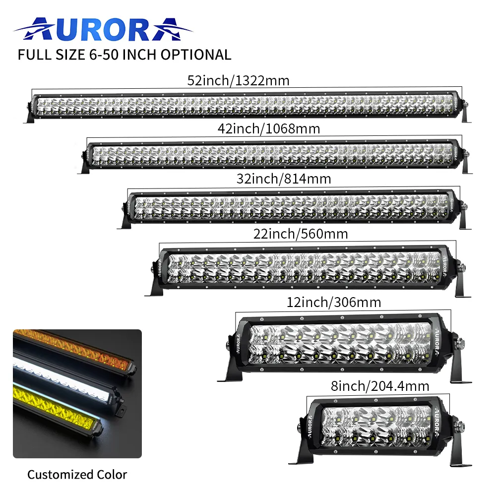 AURORA-Barra de luz led de doble fila, resistente al agua, alta resistencia al agua, 30 pulgadas, 90W, para todoterreno, IP69K