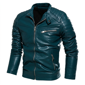 High Quality Elegant Look Man fashion jacket Affordable Price Men's Slim Fit Leather Moto Jacket With Zipper Closure And <b>Turn</b> - Product Image 5