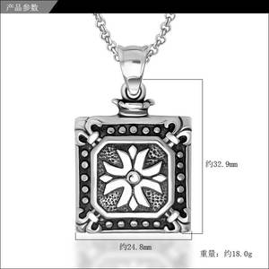 Pendentif en croix pour hommes, bijou personnalisé en acier inoxydable, de haute qualité, avec Design de bouteille de <span class=keywords><strong>parfum</strong></span>, de fleur, pour garçon, personnalisé - Product Image 2