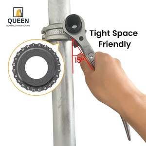 19/21MM Reversible Scaffolding <strong>Podger</strong> Ratchet <strong>Spanner</strong> Drop Forged Durable Crv Socket Carbon Steel Handle Short Curved Tail - Product Image 2