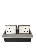 MAADN Boîtier de prise de sol escamotable en aluminium, robuste, 13A, avec port LAN pour ordinateur, pour bureau à domicile