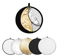 Reflektor Fotografi Bulat Lipat 60cm 5 in 1, Reflektor Studio Foto, Papan Reflektor Latar Belakang untuk Pemotretan Foto dan Video