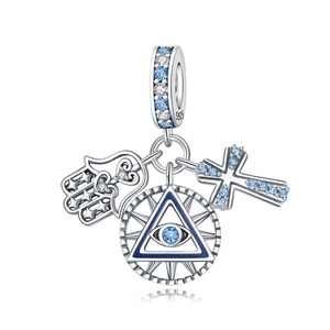 Geavanceerde 925 Sterling Zilveren Charme Devil 'S Eye <span class=keywords><strong>Fatima</strong></span> Hand Kruis Ketting Hanger Dames Armband Sieraden Cadeau