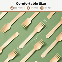 Ensemble de 100 couverts jetables en bois de bouleau (fourchettes, cuillères, couteaux) – Écologiques et biodégradables pour fêtes, restaurants et pique-niques
