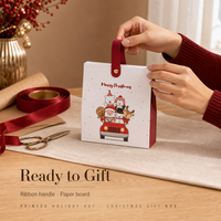 Boîte cadeau de Noël personnalisée en gros, boîte en papier avec poignée en ruban, design imprimé Père Noël, logo personnalisé, usine OEM ODM