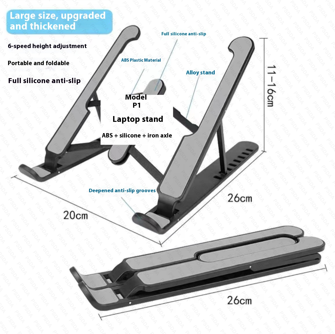 Support pour ordinateur P1 [noir]/réglage 6 vitesses-k]/6 vitesses-HOLD023