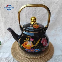 Casserole de luxe vintage en métal émaillé épaissi, style européen, avec couvercle et poignée, portable, compatible induction, écologique