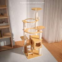 Arbre à chat pliable de luxe en bois et sisal, durable et moderne, avec griffoir et jouet boule en peluche, pour chatons, structure d'escalade intérieure et maisonnette pour chat