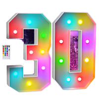 Lampes à lettres lumineuses LED colorées à couleurs changeantes pour mariage, numéros personnalisés, utilisation publicitaire pour bars et bâtiments DC