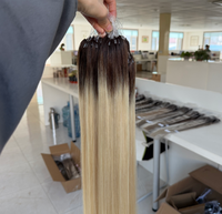 Extensions de cheveux humains 100% véritables en plumes, couleur ombrée blonde T2/613, 22 pouces, alignées sur les cuticules, invisibles H6, de l'Arabie Saoudite