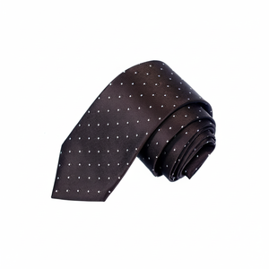 Coffee White Square Pattern Jacquard Woven Handmade <b>Tie</b> - Product Image 2