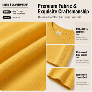 Camiseta de Alta Calidad, 300gsm, Tejido de Punto Grueso, Funcional, con Capa de Aire, Talla Grande, Unisex, Corte Cuadrado - Product Image 5