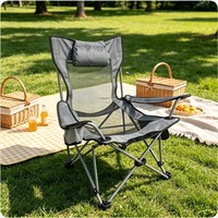 Chaise d'extérieur moderne pliable, légère, confortable et respirante avec appui-tête en maille, idéale pour le camping, la pêche, la plage, le jardin, les loisirs et les parcs