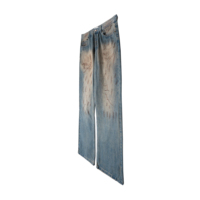 Fabricant de jeans en denim sur mesure, jeans baggy pour hommes, bleu rétro, lavé, brossé, 100% coton, effet usé