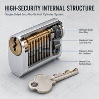 Cylindre de serrure de porte de sécurité standard européen 40 mm en laiton, fabrication OEM