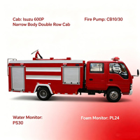 Camion de pompiers à mousse CBM Water 1CBM Isuzu 600P 130HP Euro 6 à double réservoir, pompe CB10/30, canon PS30 PL24, pour usage municipal, en vente