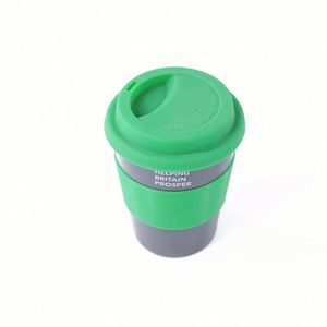 Fournisseur d'usine – Gobelets à café portables en plastique PE, écologiques, personnalisables, réutilisables, 8 oz, bleu et blanc, avec logo sur mesure – Promotionnel - Product Image 4