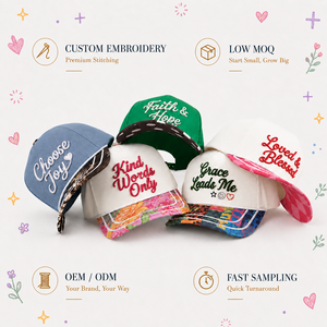 Casquette de baseball en coton à 5 panneaux bicolore avec visière color block et broderie de slogan – Vente en gros - Product Image 2