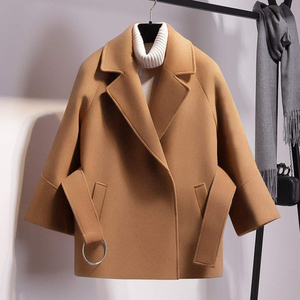 Casacos femininos curtos de lã com cinto, cor sólida, moda inverno 2022 - Product Image 4