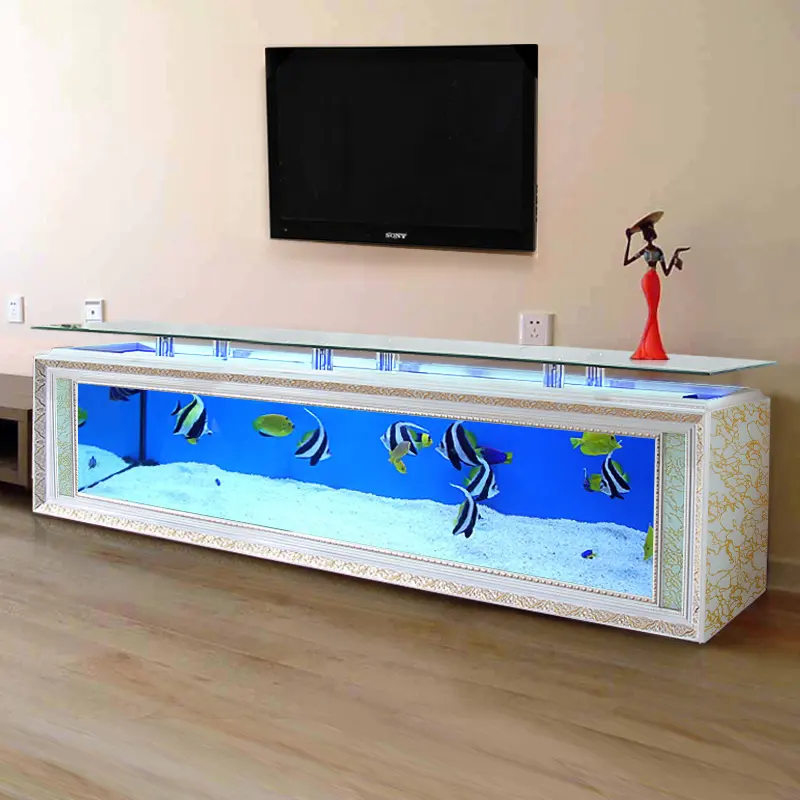 Aangepaste Grote Transparante Kubus Met Led Verlichting Tv Stand Tafel Display Aquarium Aquarium