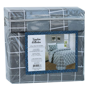 Parure de Draps Microfibre Ultra-Douce d'Usine 6 Pièces, Ensembles de Draps Imprimés, Tailles King Queen - Product Image 3