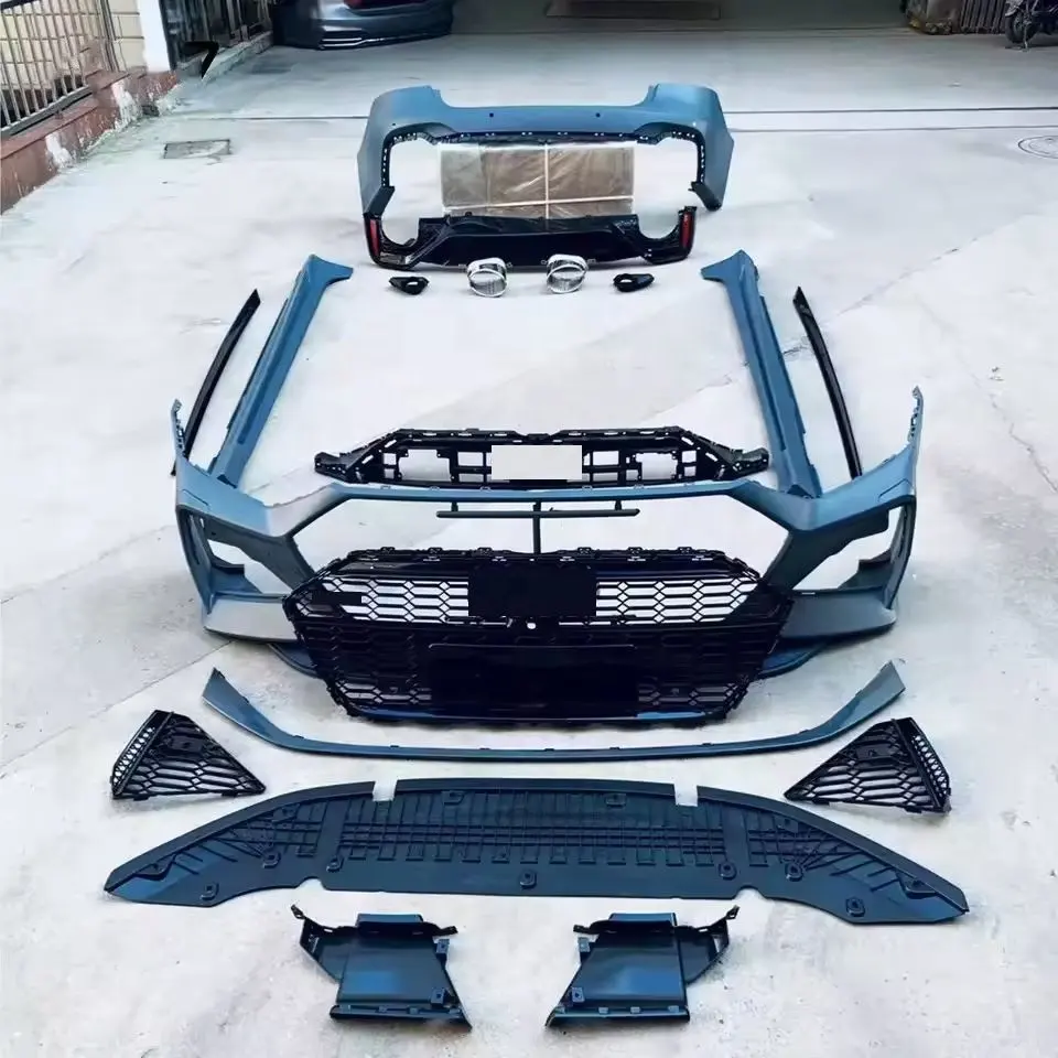 Kit Tuning body griglia paraurti anteriore paraurti posteriore diffusore minigonne laterali per Audi A7 C8 2019 2020 2021 l'aggiornamento alla versione RS7