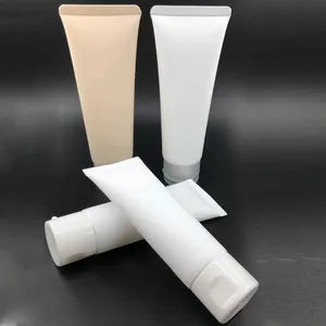 30 ml 1oz 50g 100g Recarga de plástico branco Tubos macios cosméticos à prova de vazamentos Maquiagem para viagem Frascos com tampa articulada
