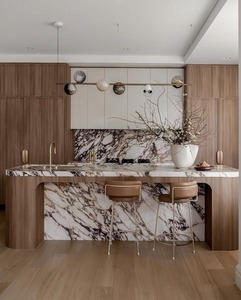 Gabinetes de <span class=keywords><strong>Cocina</strong></span> Modernos de Madera Oscura Estilo Vermont, Gabinetes de <span class=keywords><strong>Cocina</strong></span> Integrados de Mármol Artificial para <span class=keywords><strong>Cocina</strong></span> de Concepto Abierto - Product Image 3